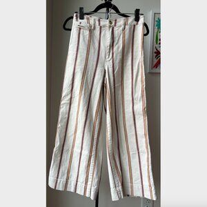 Madewell White Pants in Pink, Blue, and Yellow Stripes - Size 26